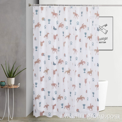 Solid Color PEVA Shower Curtain With 3D Lines